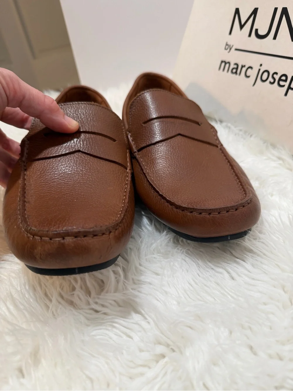 Marc Joseph Monaco Cognac Grainy 9.5 Brown leather loafers NEW